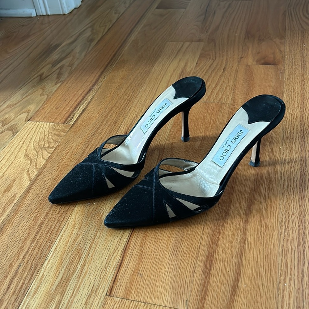 Jimmy Choo black satin mule
